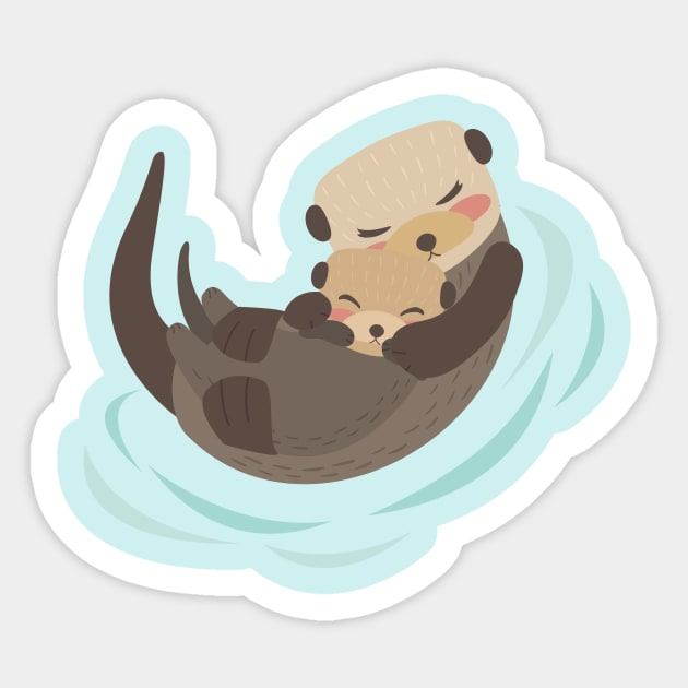 Mother Love - Otters Sticker by TossedSweetTees